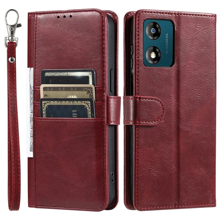 013 Style For Motorola Moto E14 4G / G04 4G / G04s 4G / G24 4G Case PU Leather Phone Cover with 6 Card Slots