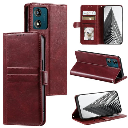 013 Style For Motorola Moto E14 4G / G04 4G / G04s 4G / G24 4G Case PU Leather Phone Cover with 6 Card Slots