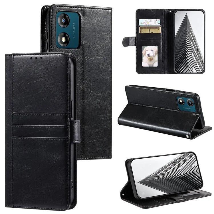 013 Style For Motorola Moto E14 4G / G04 4G / G04s 4G / G24 4G Case PU Leather Phone Cover with 6 Card Slots