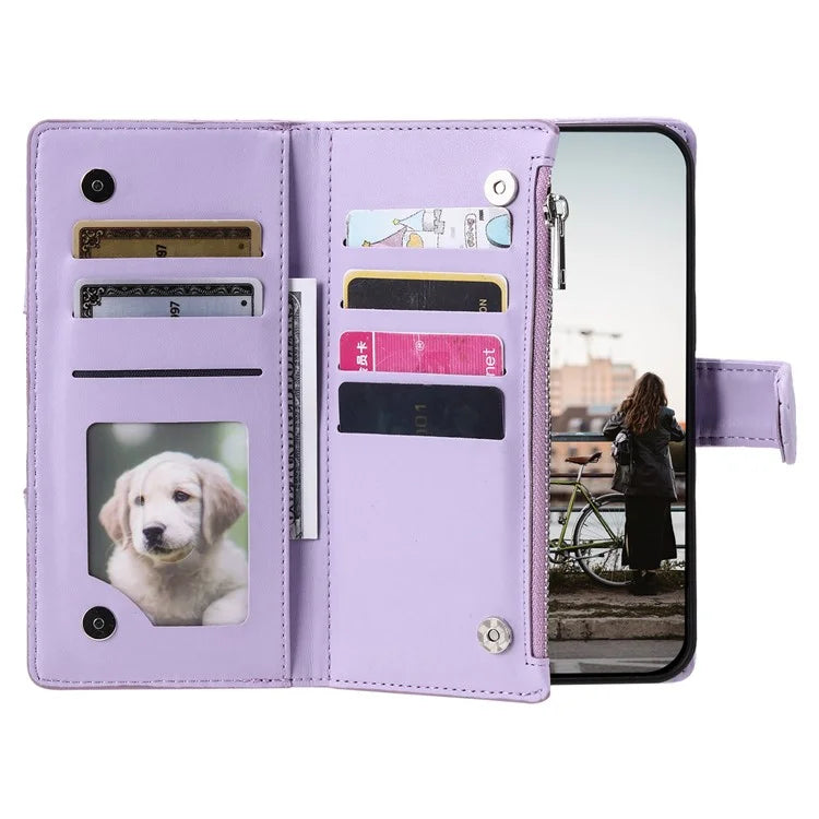 Style 013 for Motorola Moto E14 4G / G04 4G / G04s 4G / G24 4G Case Rhombus Leather Zipper Phone Cover