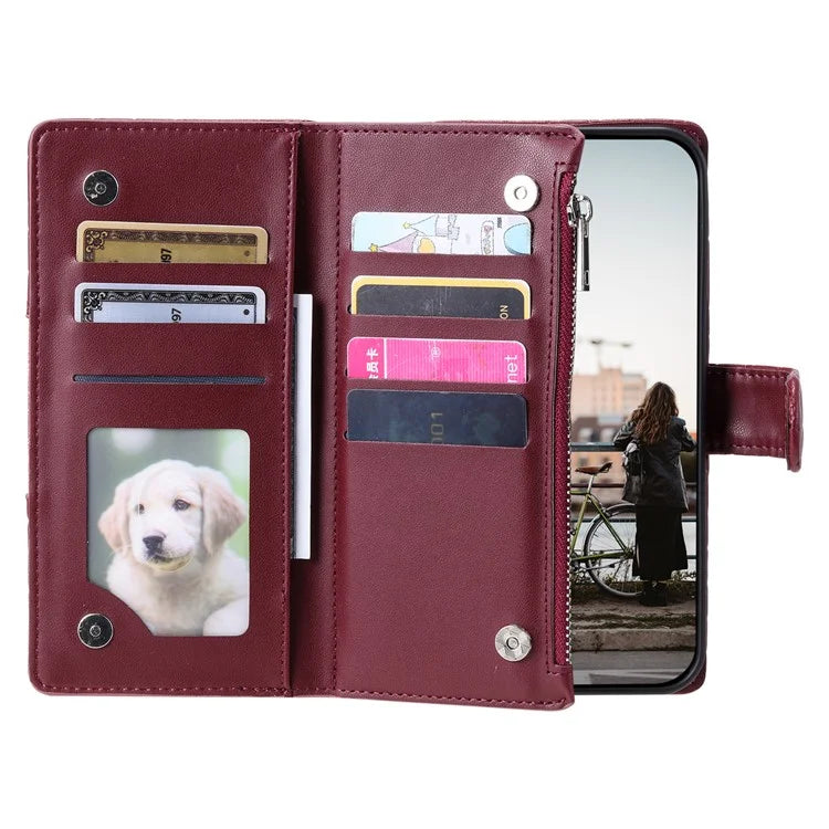 Style 013 for Motorola Moto E14 4G / G04 4G / G04s 4G / G24 4G Case Rhombus Leather Zipper Phone Cover