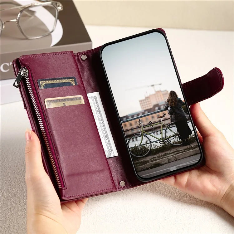 Style 013 for Motorola Moto E14 4G / G04 4G / G04s 4G / G24 4G Case Rhombus Leather Zipper Phone Cover