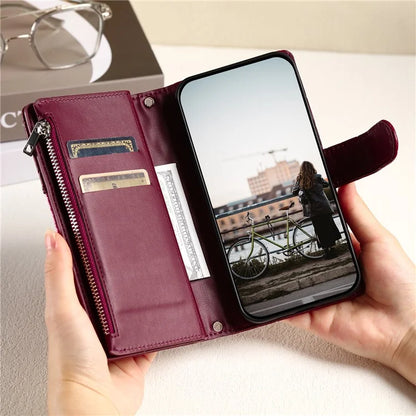 Style 013 for Motorola Moto E14 4G / G04 4G / G04s 4G / G24 4G Case Rhombus Leather Zipper Phone Cover