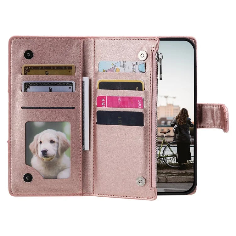 Style 013 for Motorola Moto E14 4G / G04 4G / G04s 4G / G24 4G Case Rhombus Leather Zipper Phone Cover