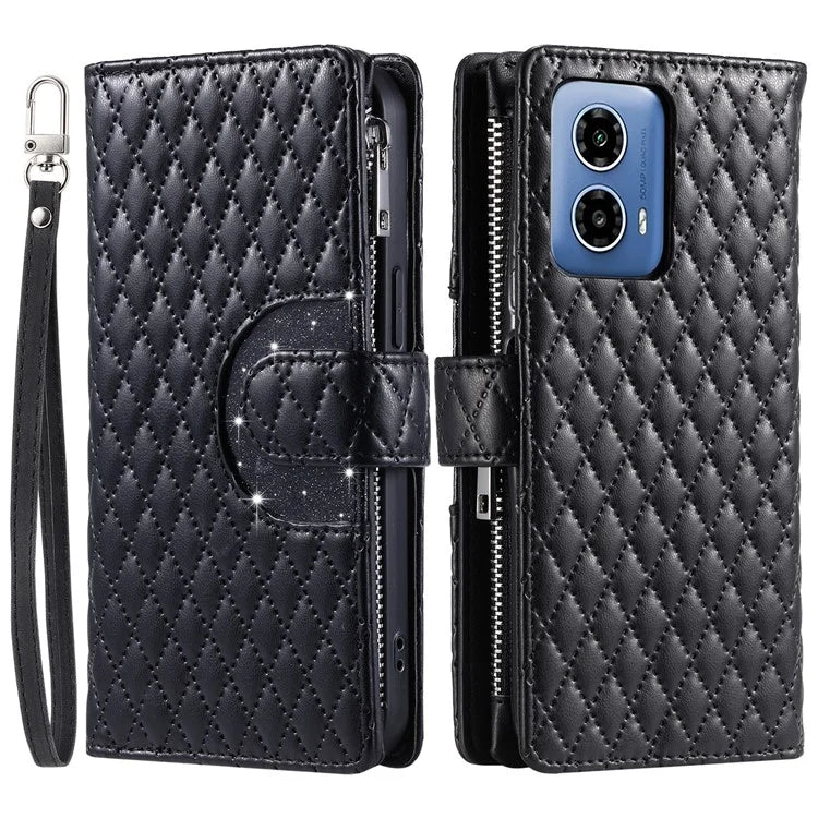 Style 013 for Motorola Moto G85 5G / S50 Neo 5G Case Rhombus Leather Zipper Phone Cover