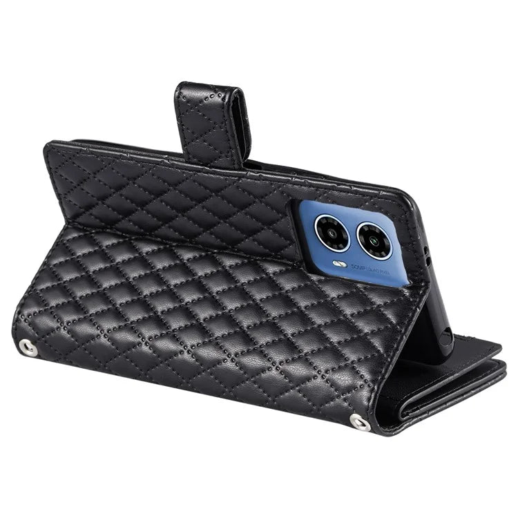 Style 013 for Motorola Moto G85 5G / S50 Neo 5G Case Rhombus Leather Zipper Phone Cover