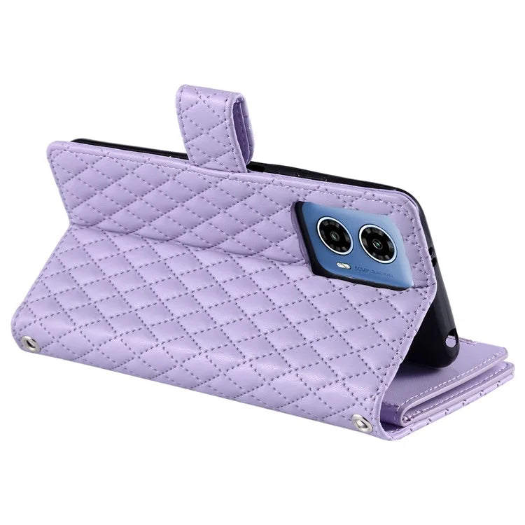 Style 013 for Motorola Moto G85 5G / S50 Neo 5G Case Rhombus Leather Zipper Phone Cover