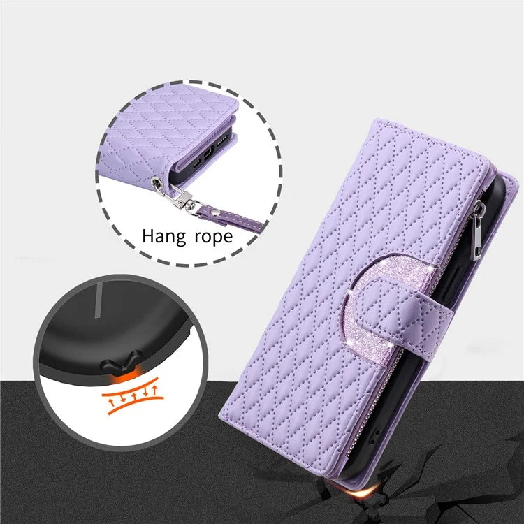Style 013 for Motorola Moto G85 5G / S50 Neo 5G Case Rhombus Leather Zipper Phone Cover