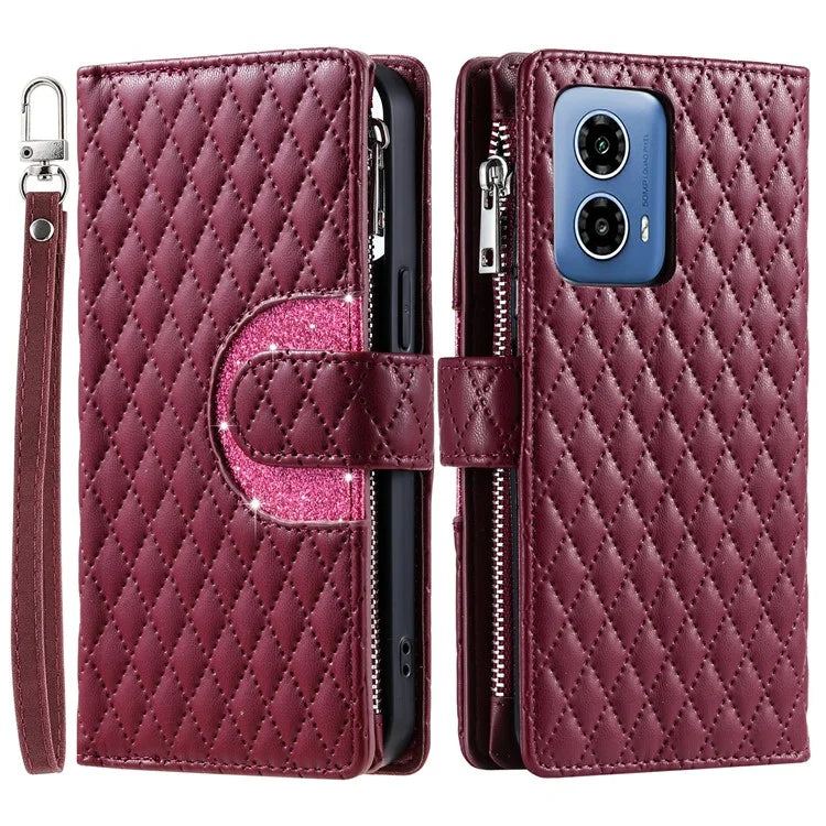Style 013 for Motorola Moto G85 5G / S50 Neo 5G Case Rhombus Leather Zipper Phone Cover