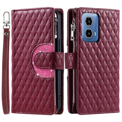 Style 013 for Motorola Moto G85 5G / S50 Neo 5G Case Rhombus Leather Zipper Phone Cover