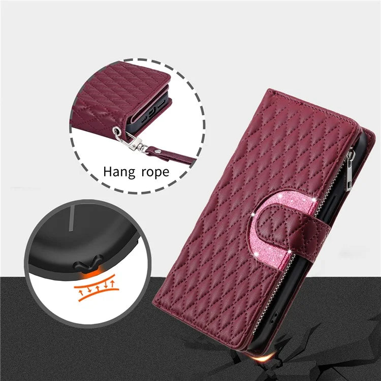Style 013 for Motorola Moto G85 5G / S50 Neo 5G Case Rhombus Leather Zipper Phone Cover