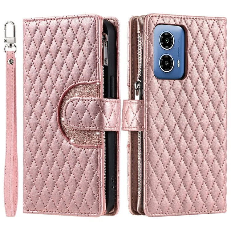 Style 013 for Motorola Moto G85 5G / S50 Neo 5G Case Rhombus Leather Zipper Phone Cover