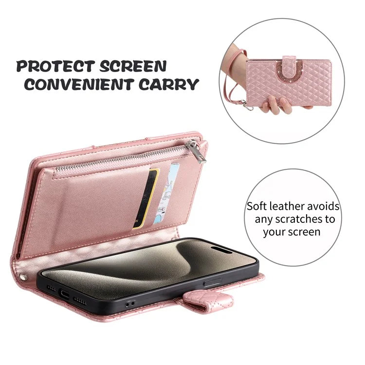 Style 013 for Motorola Moto G85 5G / S50 Neo 5G Case Rhombus Leather Zipper Phone Cover