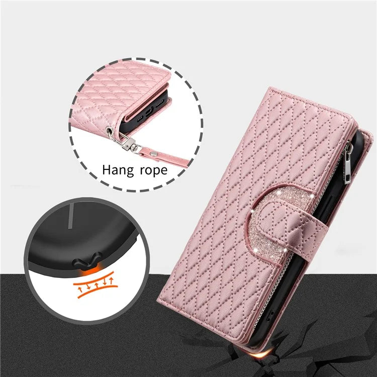 Style 013 for Motorola Moto G85 5G / S50 Neo 5G Case Rhombus Leather Zipper Phone Cover