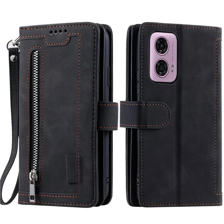 For Motorola Moto G85 5G / S50 Neo 5G Case Zipper Leather Phone Cover with 9 Card Slots