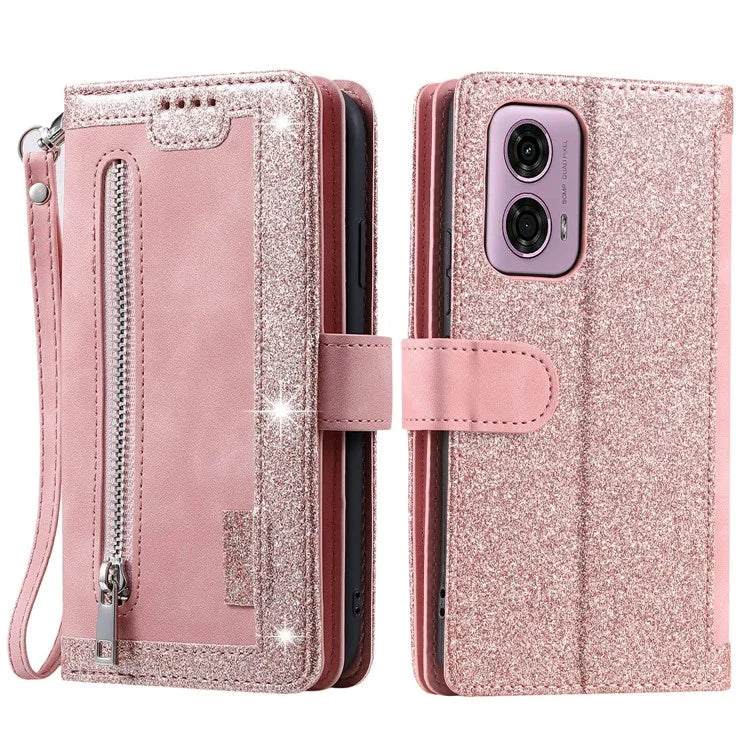 For Motorola Moto G85 5G / S50 Neo 5G Case Zipper Leather Phone Cover with 9 Card Slots