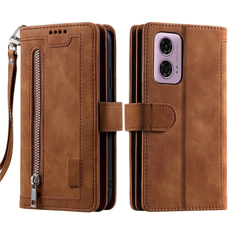 For Motorola Moto G85 5G / S50 Neo 5G Case Zipper Leather Phone Cover with 9 Card Slots