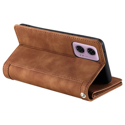 For Motorola Moto G85 5G / S50 Neo 5G Case Zipper Leather Phone Cover with 9 Card Slots