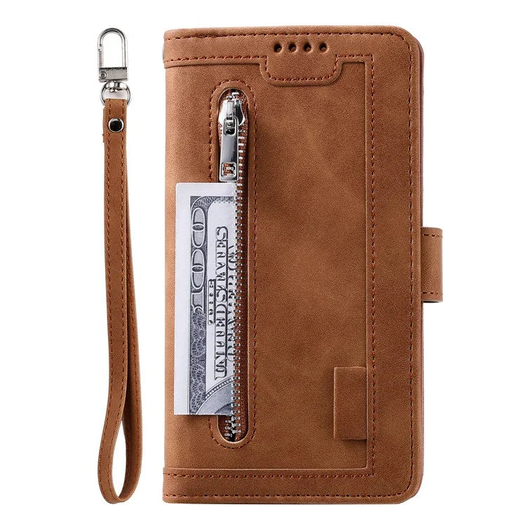 For Motorola Moto G85 5G / S50 Neo 5G Case Zipper Leather Phone Cover with 9 Card Slots