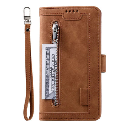 For Motorola Moto G85 5G / S50 Neo 5G Case Zipper Leather Phone Cover with 9 Card Slots