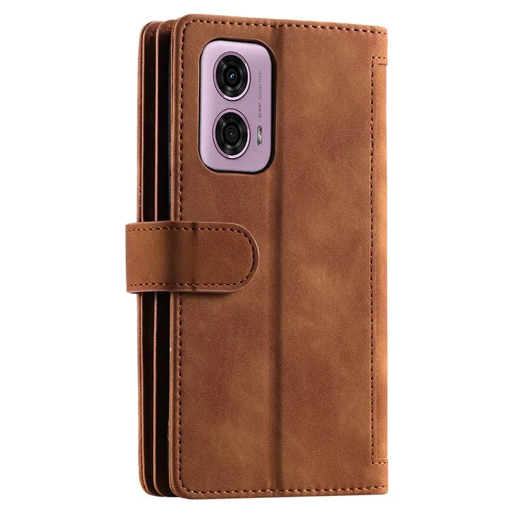 For Motorola Moto G85 5G / S50 Neo 5G Case Zipper Leather Phone Cover with 9 Card Slots