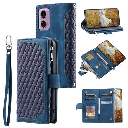Style 005 For Motorola Moto G85 5G / S50 Neo 5G Case Rhombus PU Leather Zipper Phone Cover