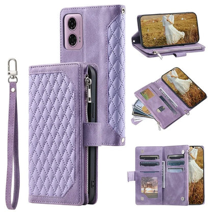 Style 005 For Motorola Moto G85 5G / S50 Neo 5G Case Rhombus PU Leather Zipper Phone Cover