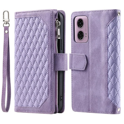 Style 005 For Motorola Moto G85 5G / S50 Neo 5G Case Rhombus PU Leather Zipper Phone Cover