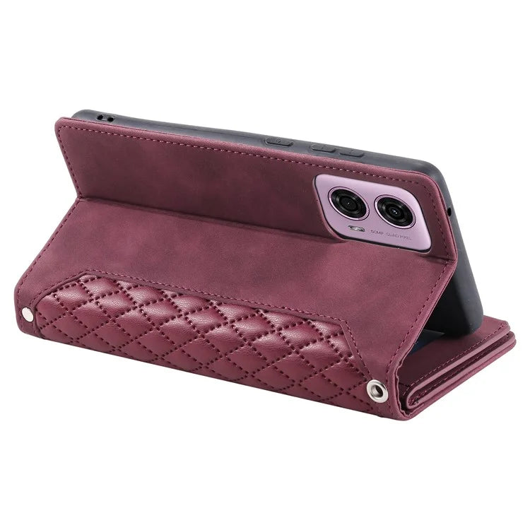 Style 005 For Motorola Moto G85 5G / S50 Neo 5G Case Rhombus PU Leather Zipper Phone Cover