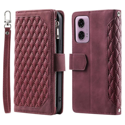Style 005 For Motorola Moto G85 5G / S50 Neo 5G Case Rhombus PU Leather Zipper Phone Cover