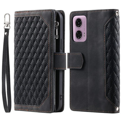 Style 005 For Motorola Moto G85 5G / S50 Neo 5G Case Rhombus PU Leather Zipper Phone Cover