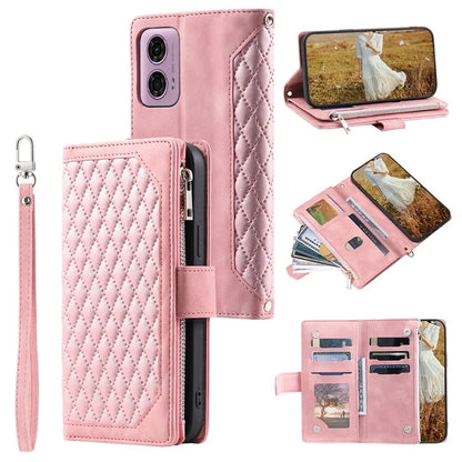 Style 005 For Motorola Moto G85 5G / S50 Neo 5G Case Rhombus PU Leather Zipper Phone Cover