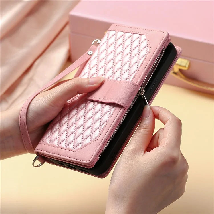 Style 005 For Motorola Moto G85 5G / S50 Neo 5G Case Rhombus PU Leather Zipper Phone Cover