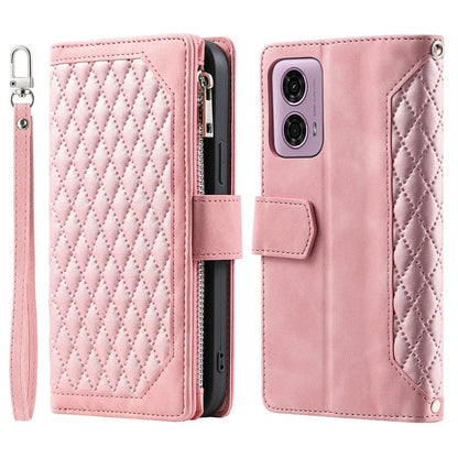 Style 005 For Motorola Moto G85 5G / S50 Neo 5G Case Rhombus PU Leather Zipper Phone Cover