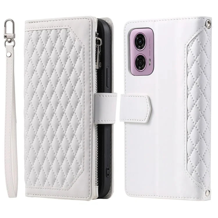 Style 005 For Motorola Moto G85 5G / S50 Neo 5G Case Rhombus PU Leather Zipper Phone Cover