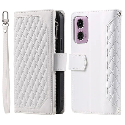 Style 005 For Motorola Moto G85 5G / S50 Neo 5G Case Rhombus PU Leather Zipper Phone Cover