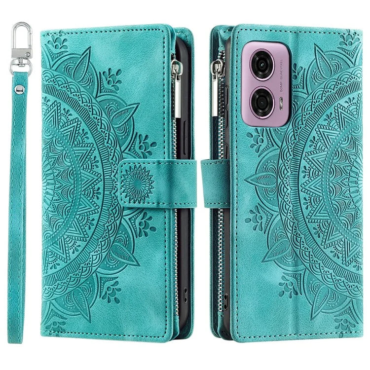 Style 006 For Motorola Moto G85 5G / S50 Neo 5G Case Zipper Pocket Leather Phone Bag Cover Mandala Flower