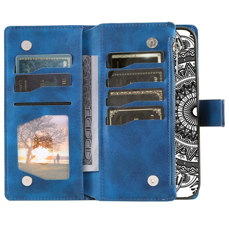 Style 006 For Motorola Moto G85 5G / S50 Neo 5G Case Zipper Pocket Leather Phone Bag Cover Mandala Flower