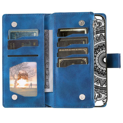 Style 006 For Motorola Moto G85 5G / S50 Neo 5G Case Zipper Pocket Leather Phone Bag Cover Mandala Flower