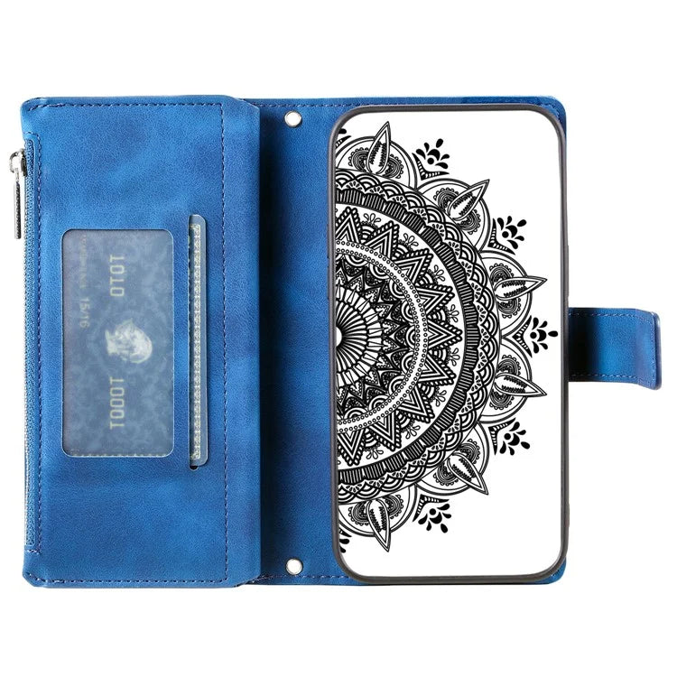 Style 006 For Motorola Moto G85 5G / S50 Neo 5G Case Zipper Pocket Leather Phone Bag Cover Mandala Flower