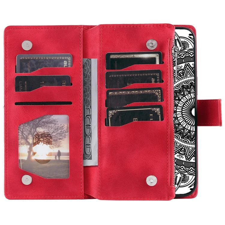 Style 006 For Motorola Moto G85 5G / S50 Neo 5G Case Zipper Pocket Leather Phone Bag Cover Mandala Flower