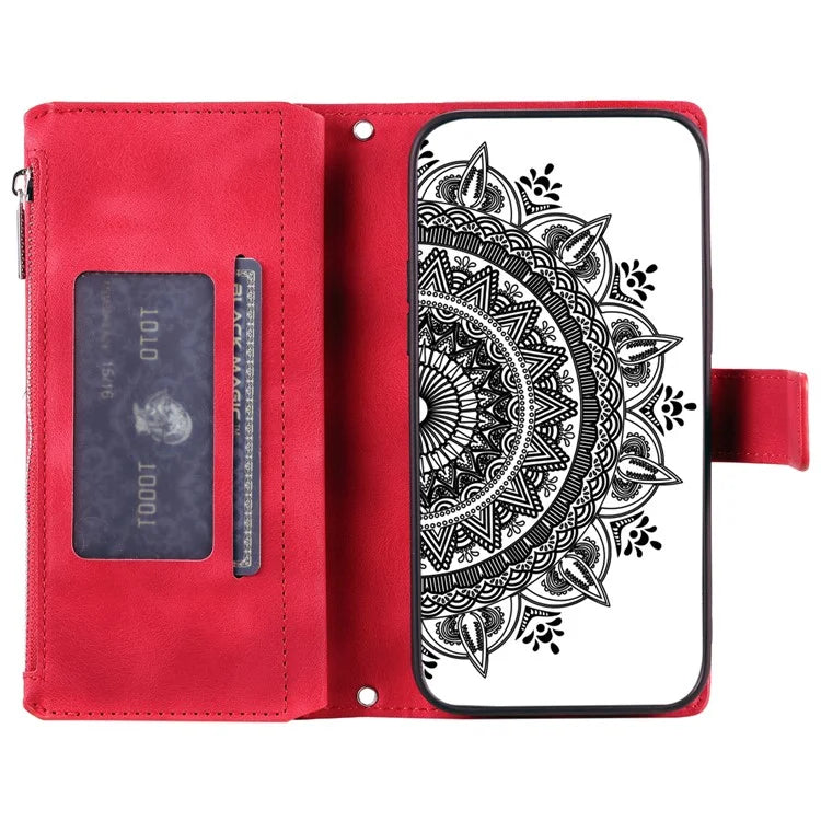 Style 006 For Motorola Moto G85 5G / S50 Neo 5G Case Zipper Pocket Leather Phone Bag Cover Mandala Flower