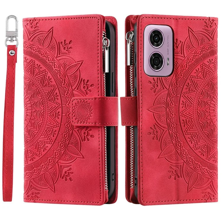 Style 006 For Motorola Moto G85 5G / S50 Neo 5G Case Zipper Pocket Leather Phone Bag Cover Mandala Flower