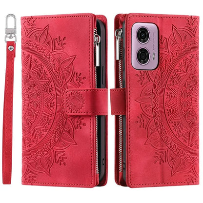 Style 006 For Motorola Moto G85 5G / S50 Neo 5G Case Zipper Pocket Leather Phone Bag Cover Mandala Flower