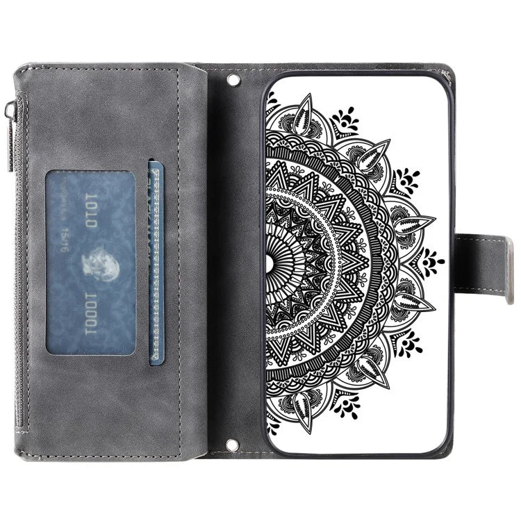 Style 006 For Motorola Moto G85 5G / S50 Neo 5G Case Zipper Pocket Leather Phone Bag Cover Mandala Flower