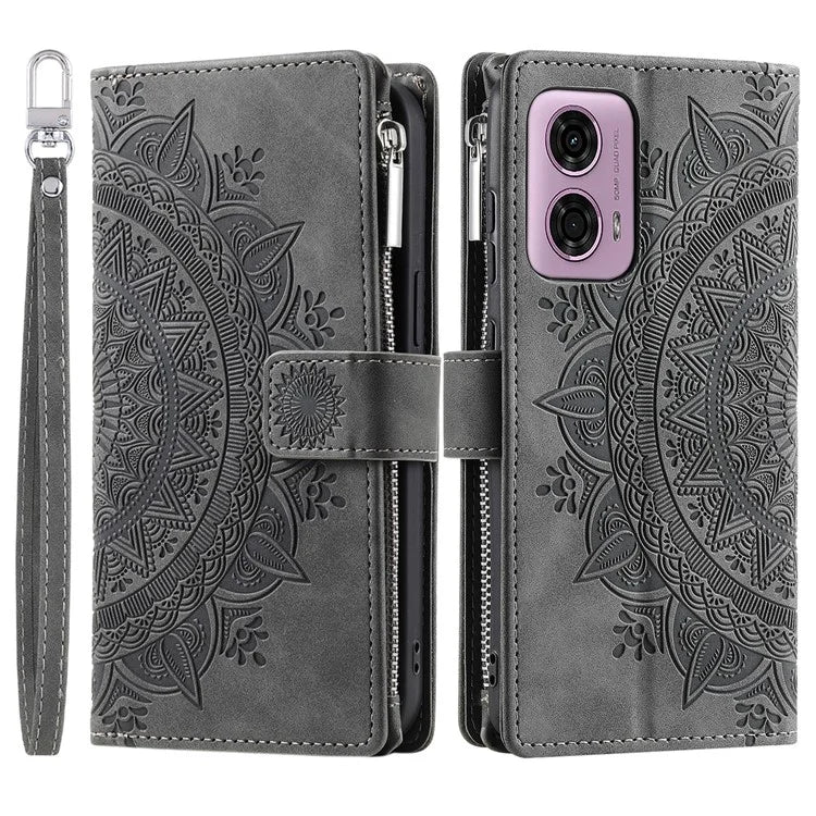 Style 006 For Motorola Moto G85 5G / S50 Neo 5G Case Zipper Pocket Leather Phone Bag Cover Mandala Flower