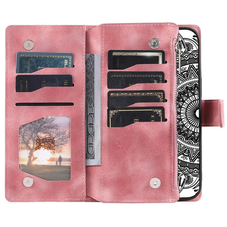 Style 006 For Motorola Moto G85 5G / S50 Neo 5G Case Zipper Pocket Leather Phone Bag Cover Mandala Flower