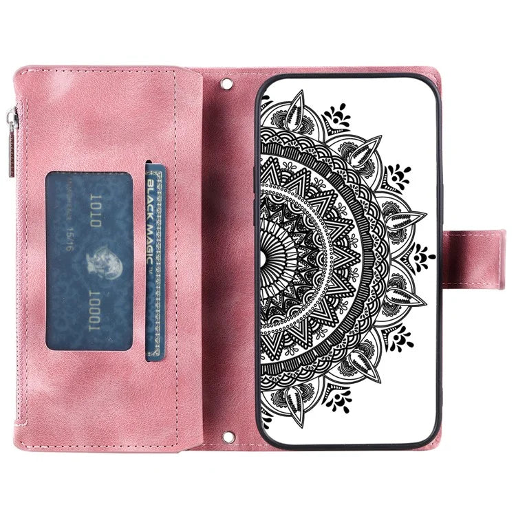 Style 006 For Motorola Moto G85 5G / S50 Neo 5G Case Zipper Pocket Leather Phone Bag Cover Mandala Flower