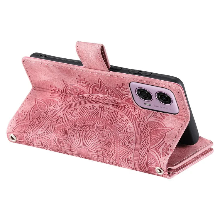 Style 006 For Motorola Moto G85 5G / S50 Neo 5G Case Zipper Pocket Leather Phone Bag Cover Mandala Flower