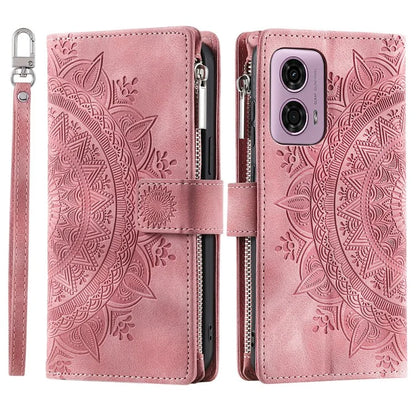 Style 006 For Motorola Moto G85 5G / S50 Neo 5G Case Zipper Pocket Leather Phone Bag Cover Mandala Flower